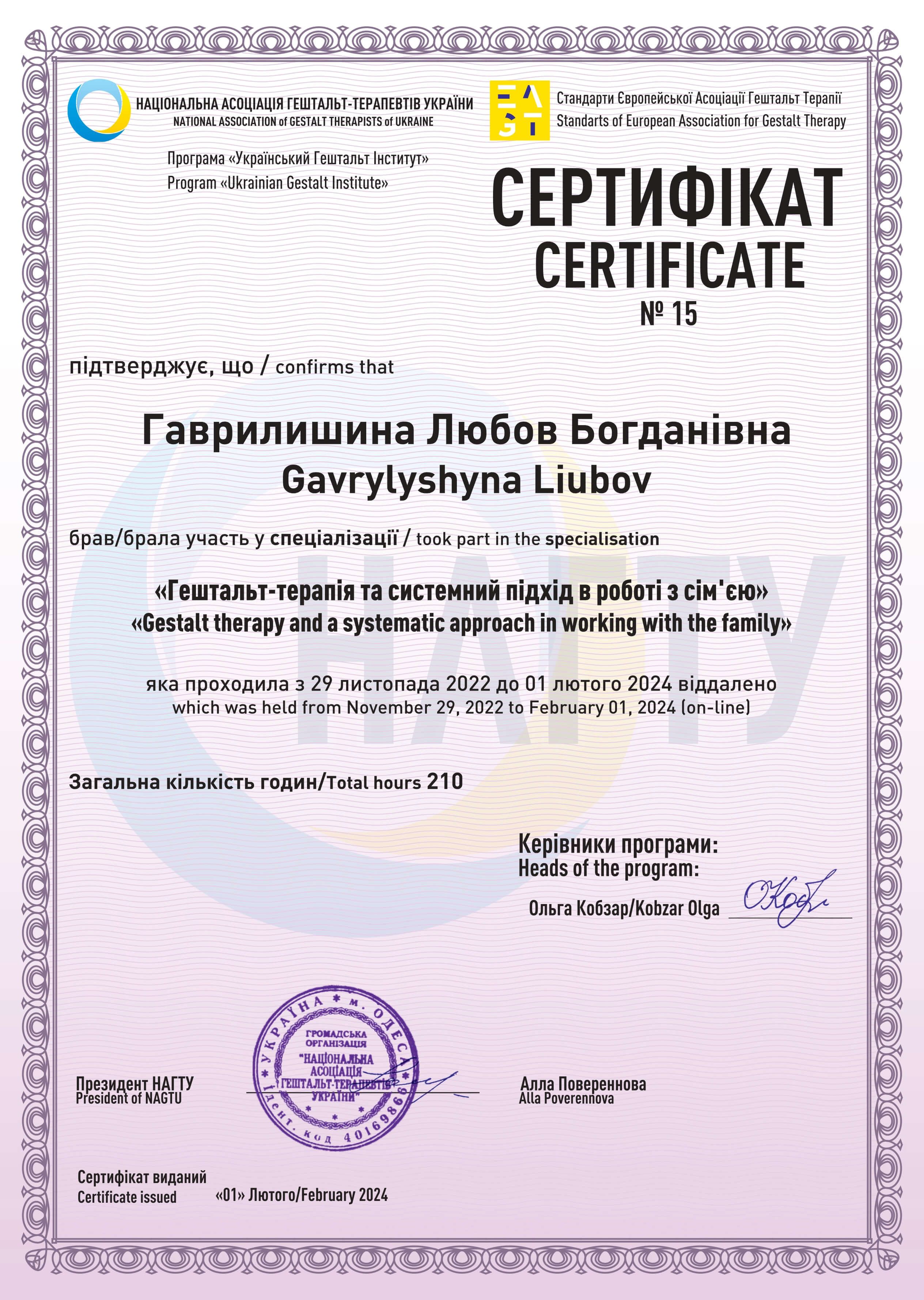 Сертификат 3 Любовь Га...