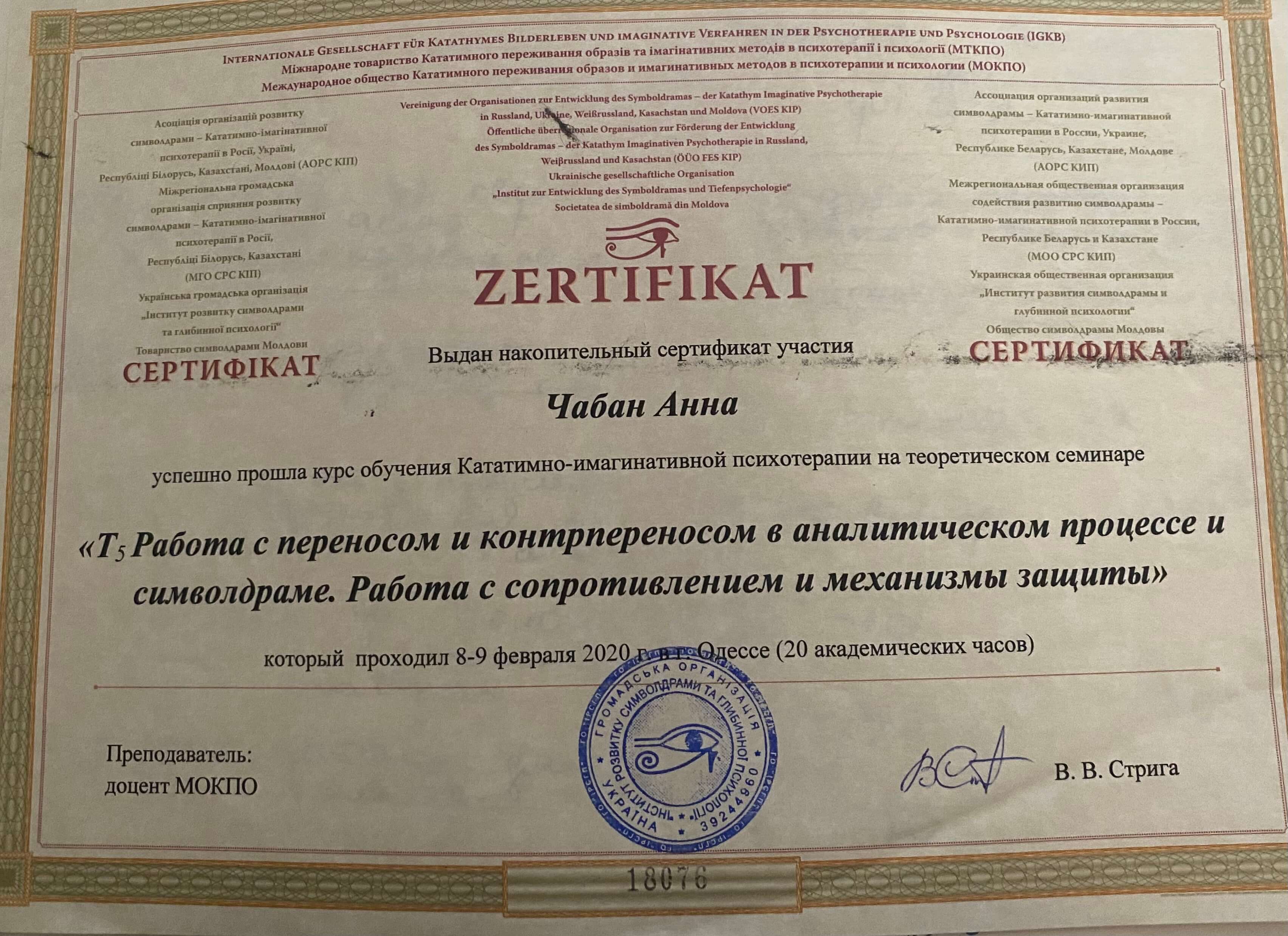 Сертифікат 5 Ганна  Ча...