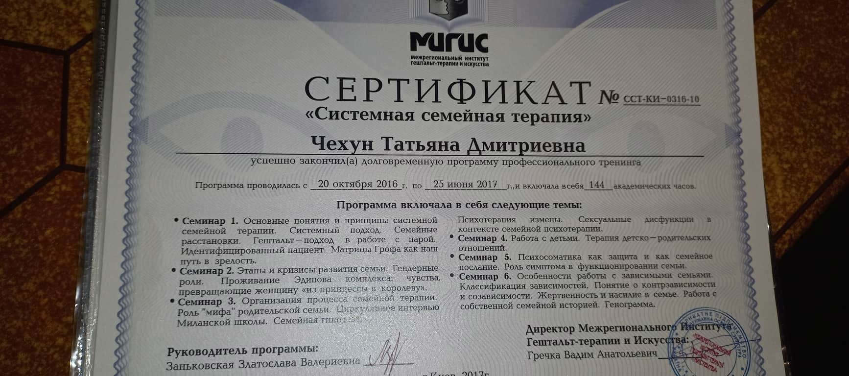 Сертификат 1 Татьяна Че...