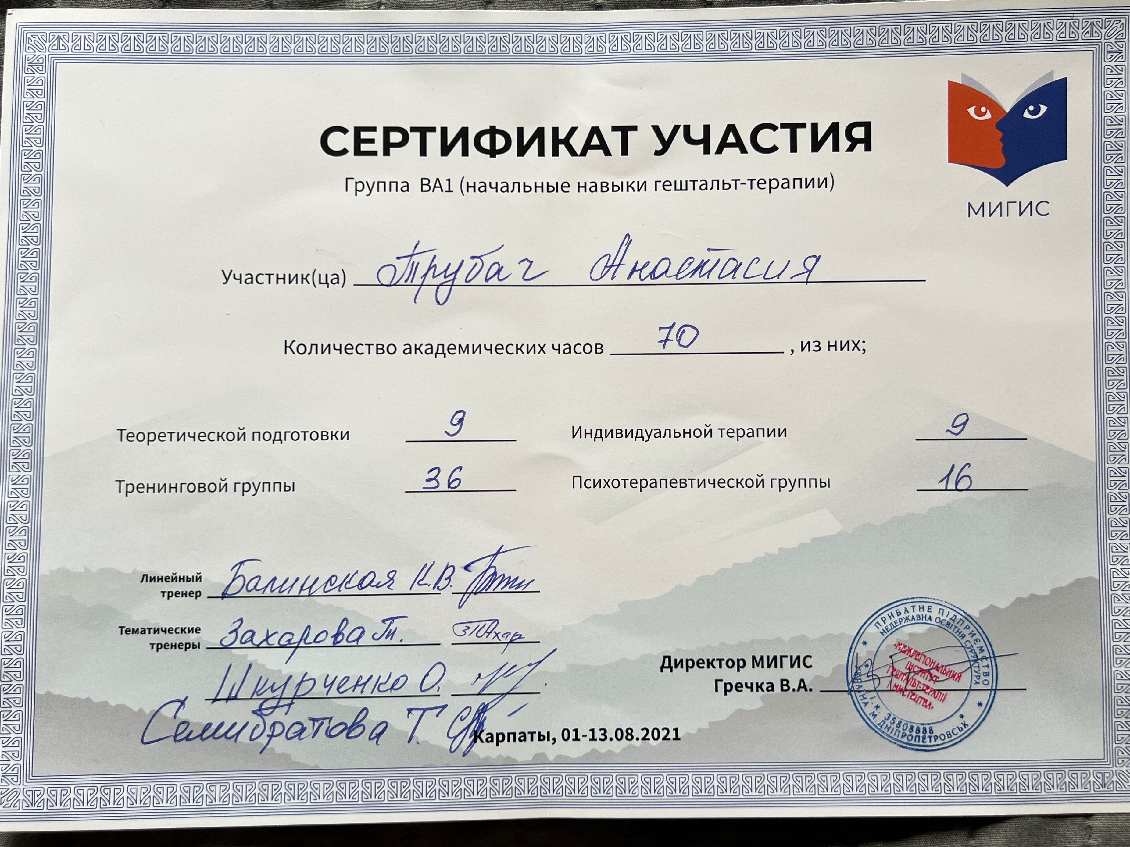 Сертифікат 3 Анастасія Тр...