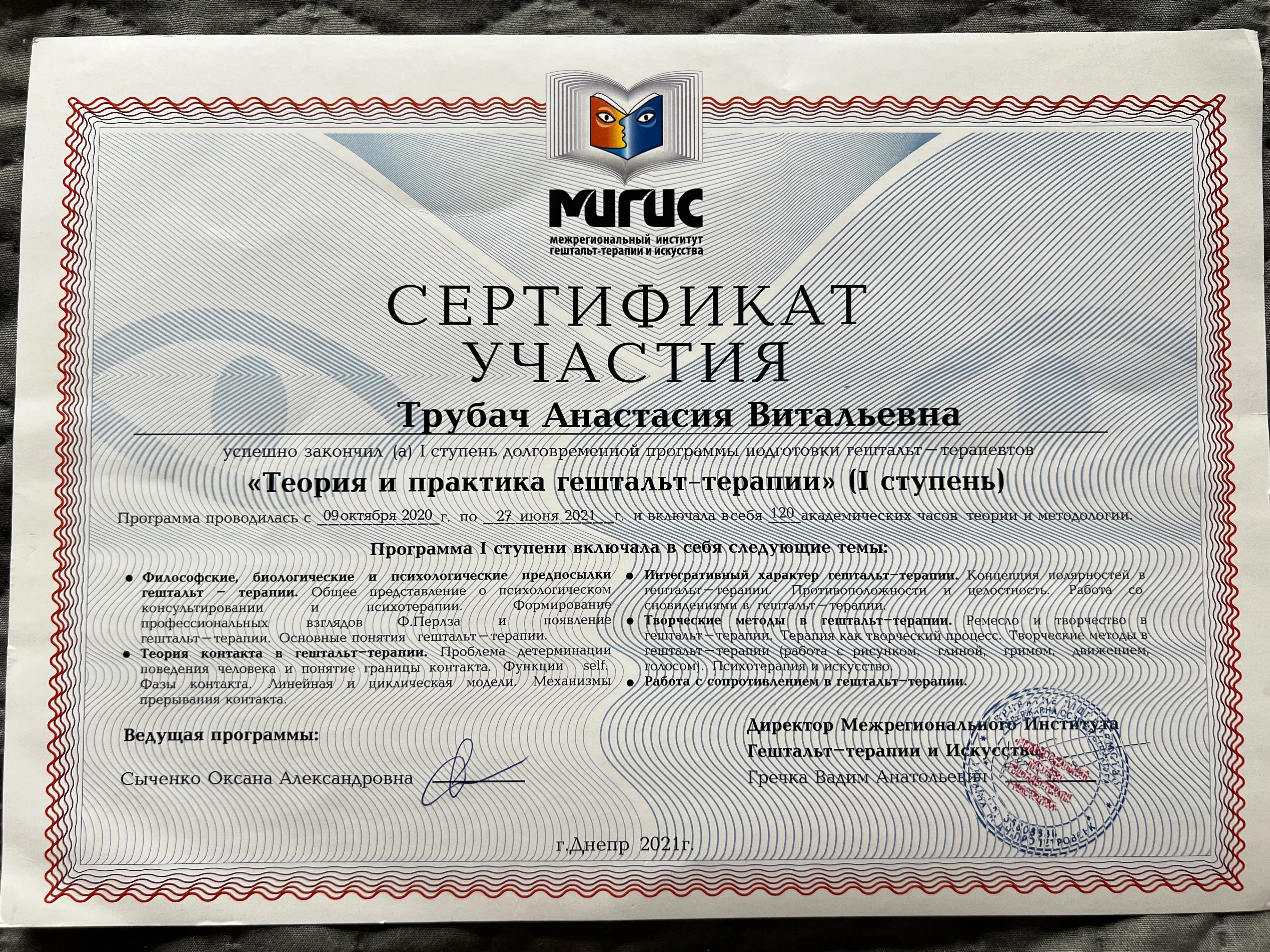Сертифікат 2 Анастасія Тр...