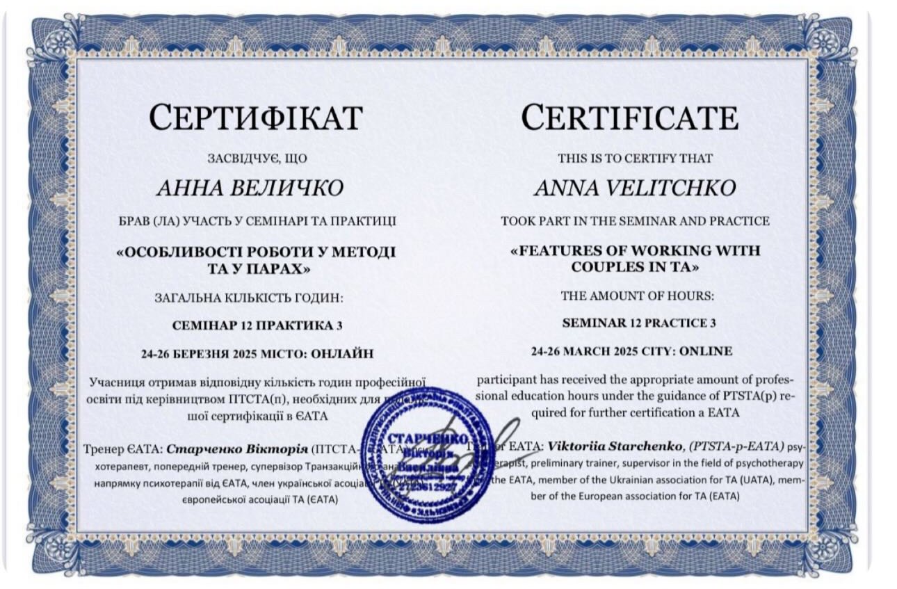 Європейська асоціація ТА (ЄАТА), ОСОБЛИВОСТІ РОБОТИ У МЕТОДІ ТА У ПАРАХ