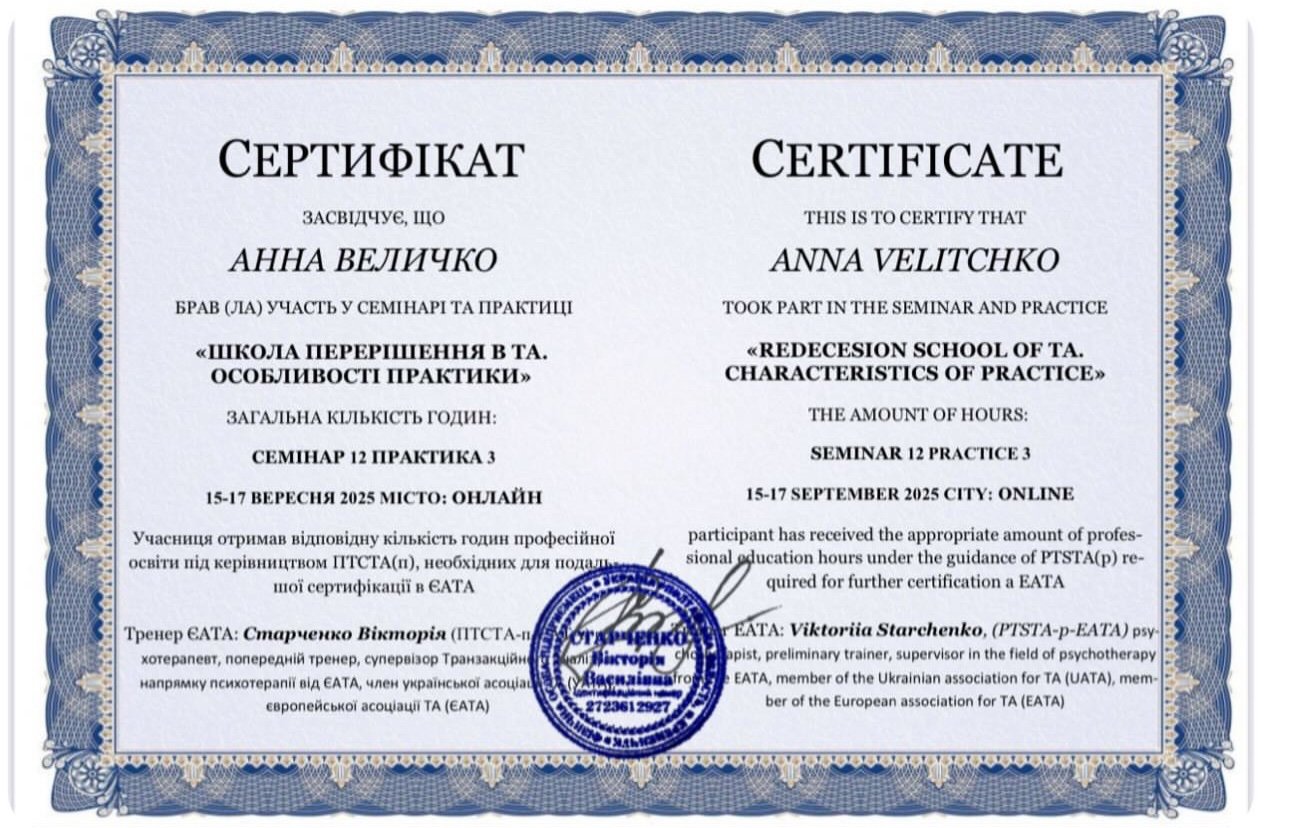 Школа перерішення в ТА. Особливості практики