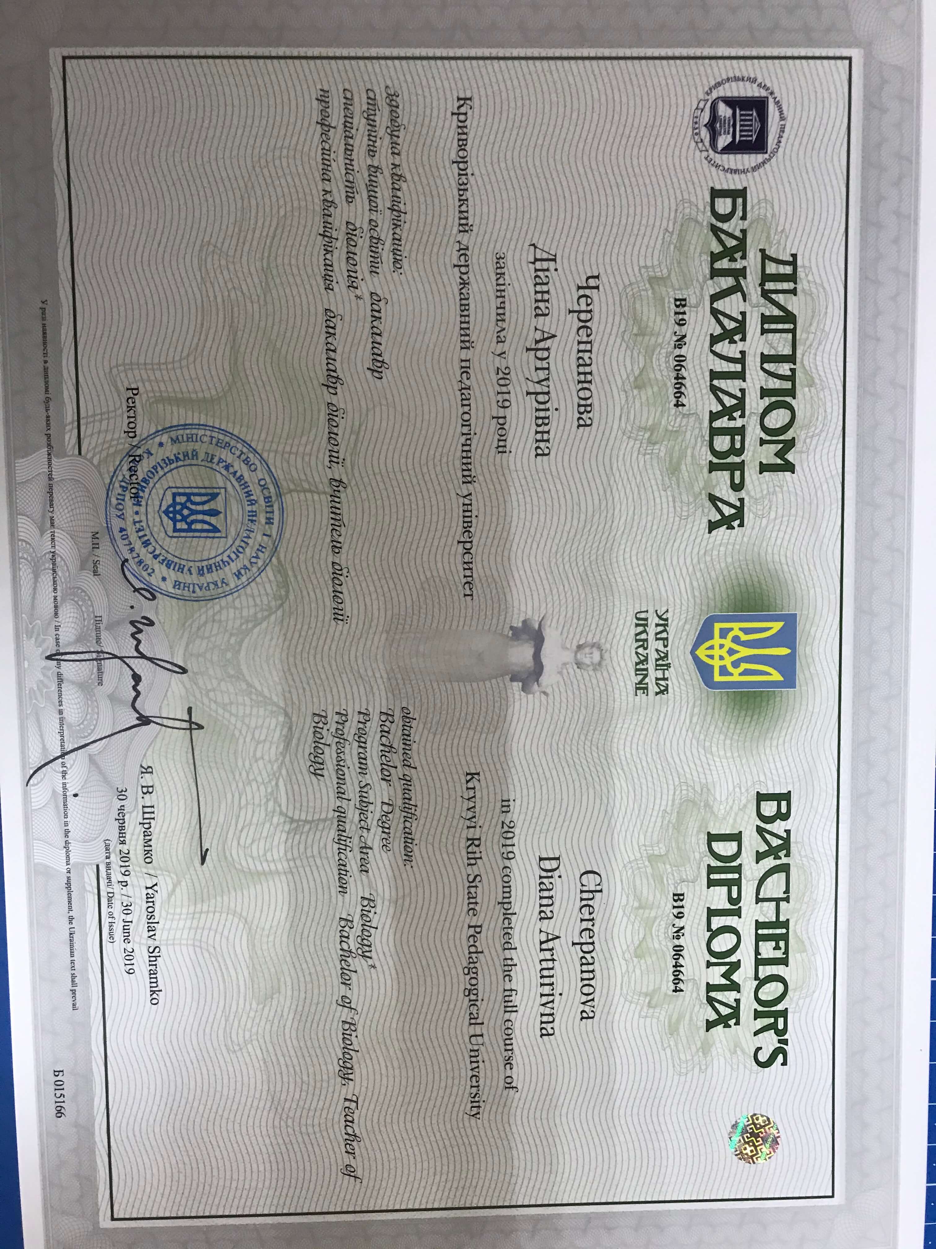 Сертификат 1 Диана  Че...