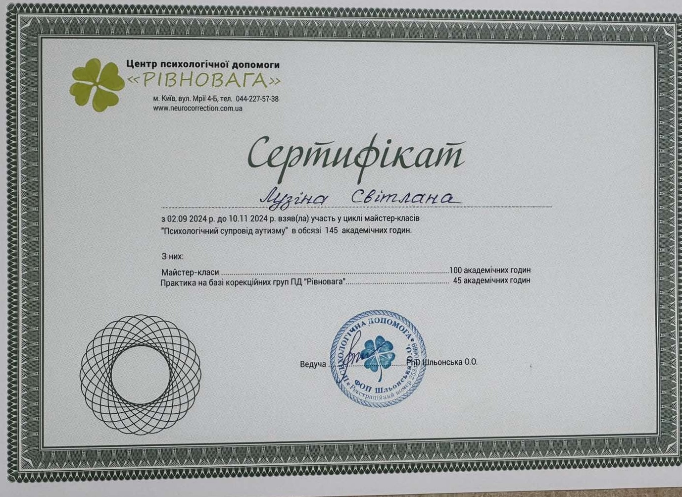 Сертифікат 2 Світлана  Лу...