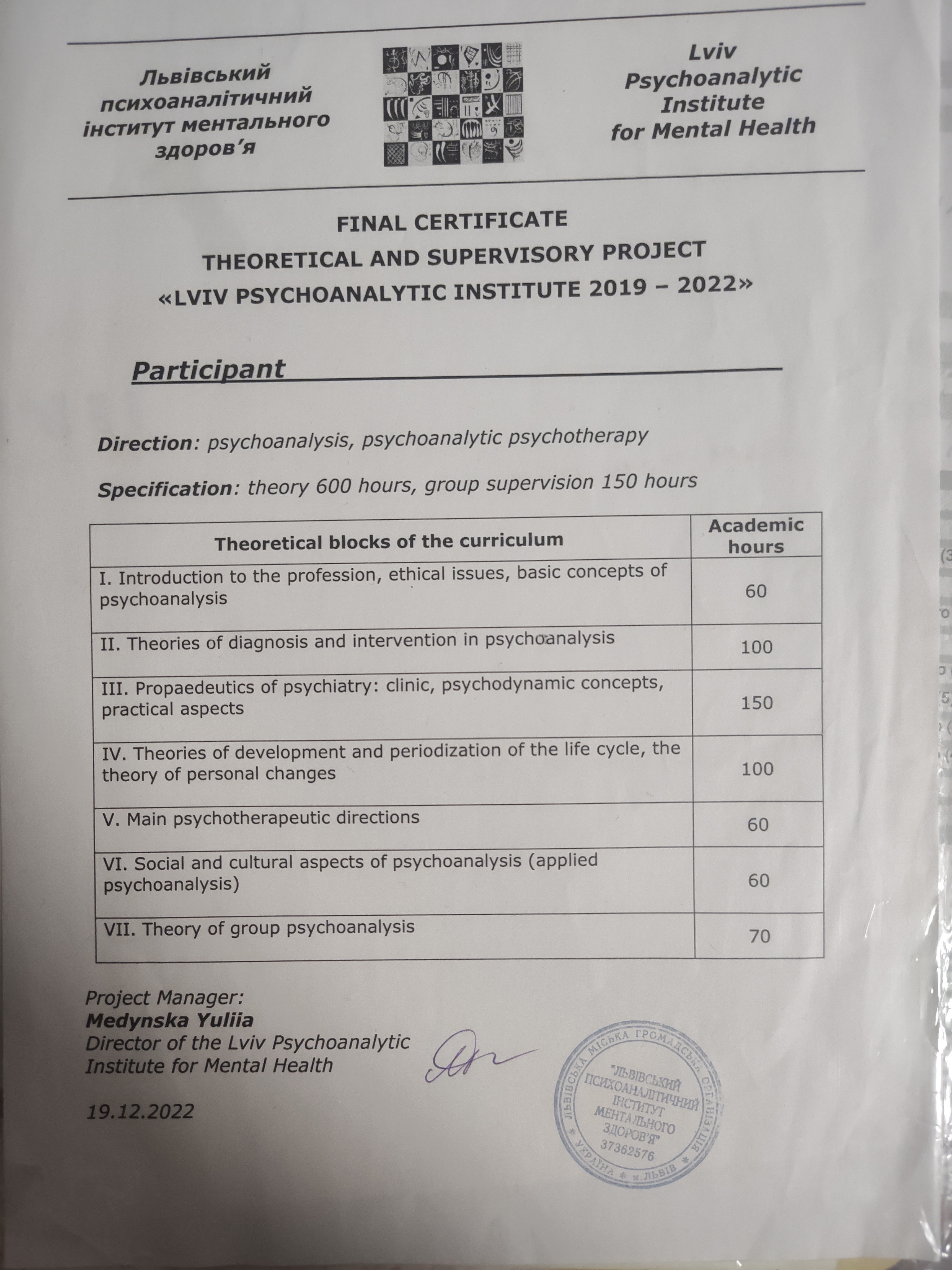 Сертифікат 1  Оксана Ку...