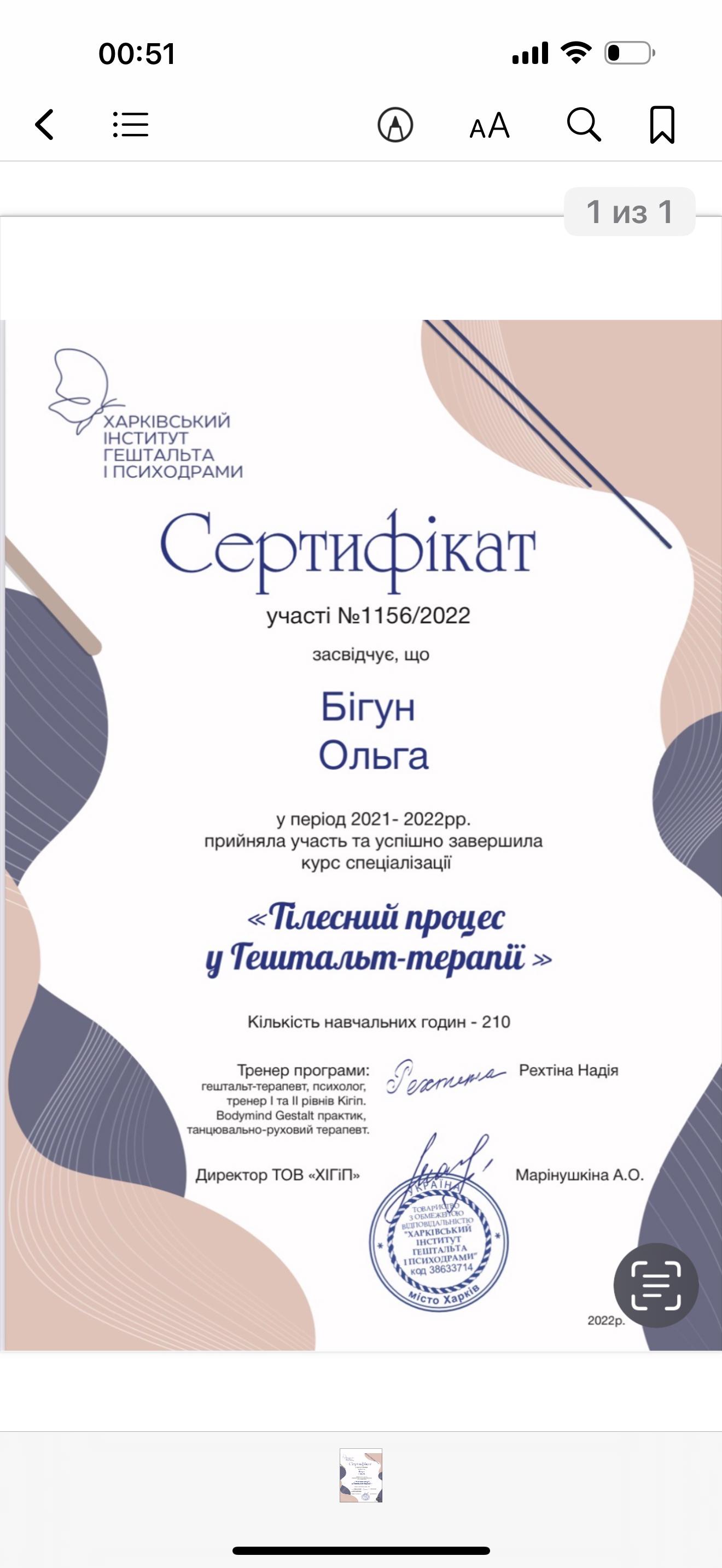 Сертифікат 2 Ольга  Бі...