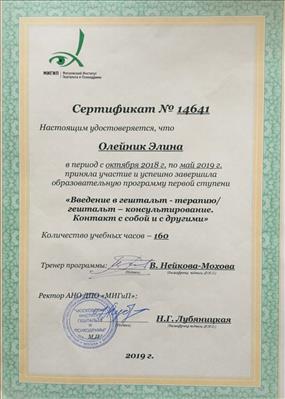 Сертификат 2 Элина Ол...