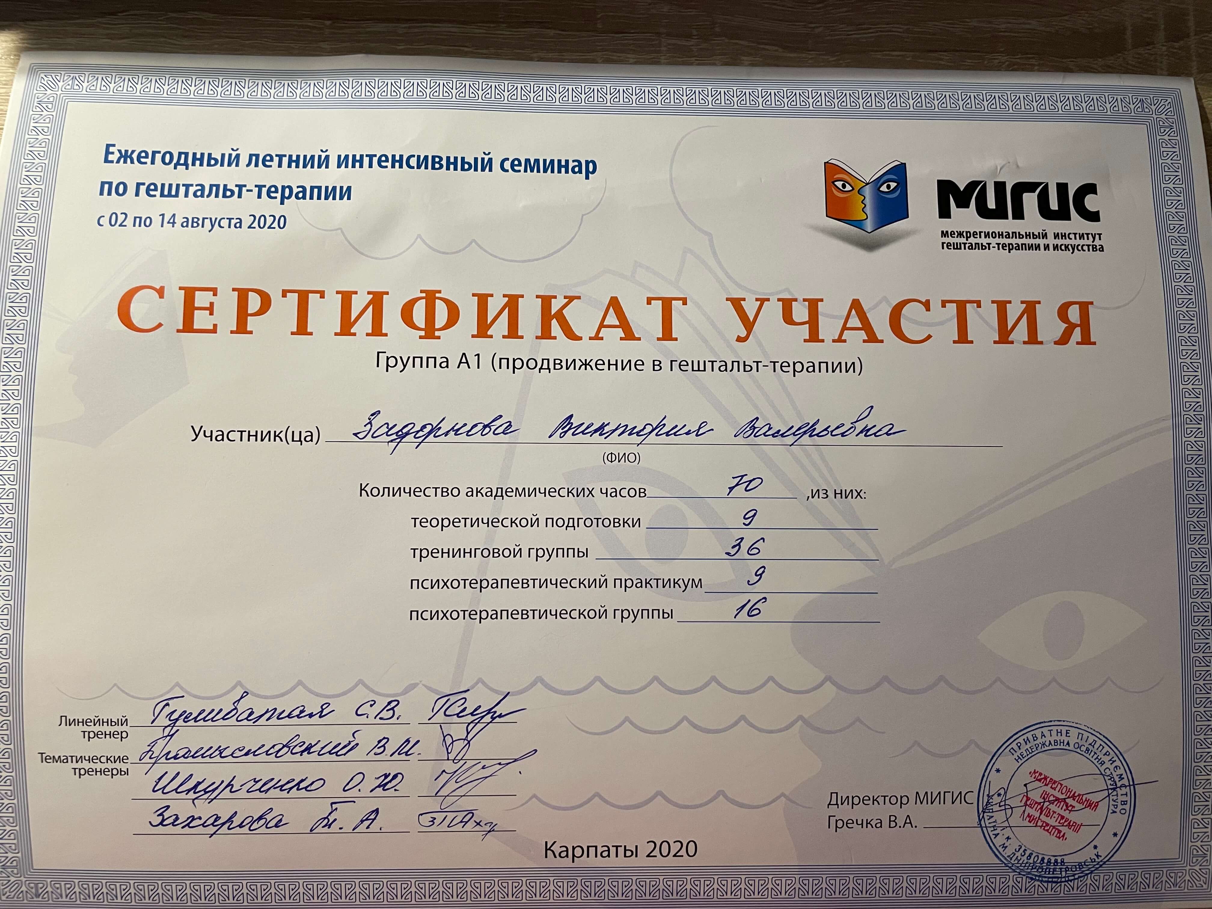 Сертифікат 4 Вікторія За...