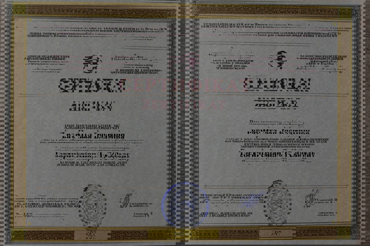 Сертификат 4 Наталья  Па...