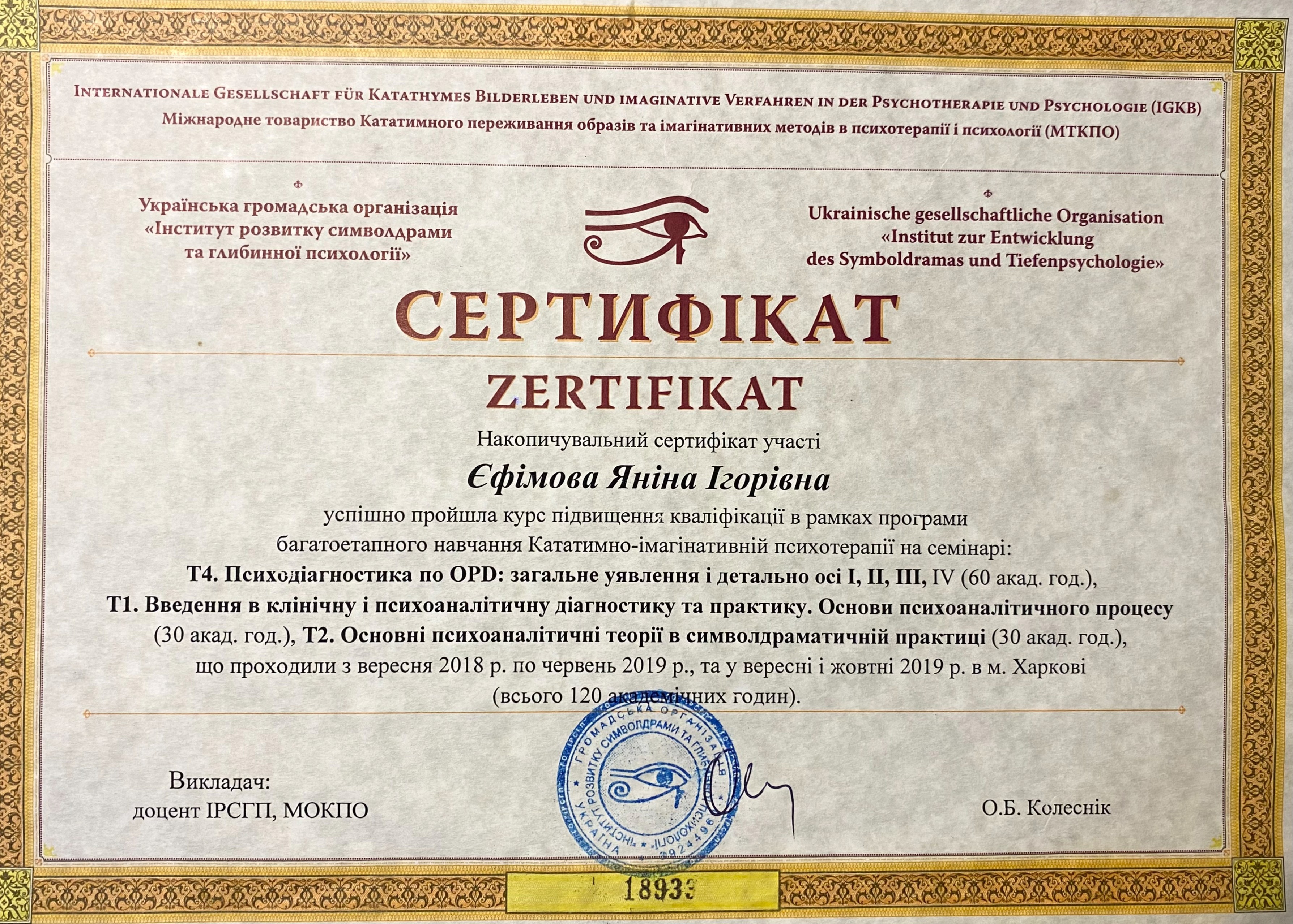 Сертифікат 2 Яніна Єф...