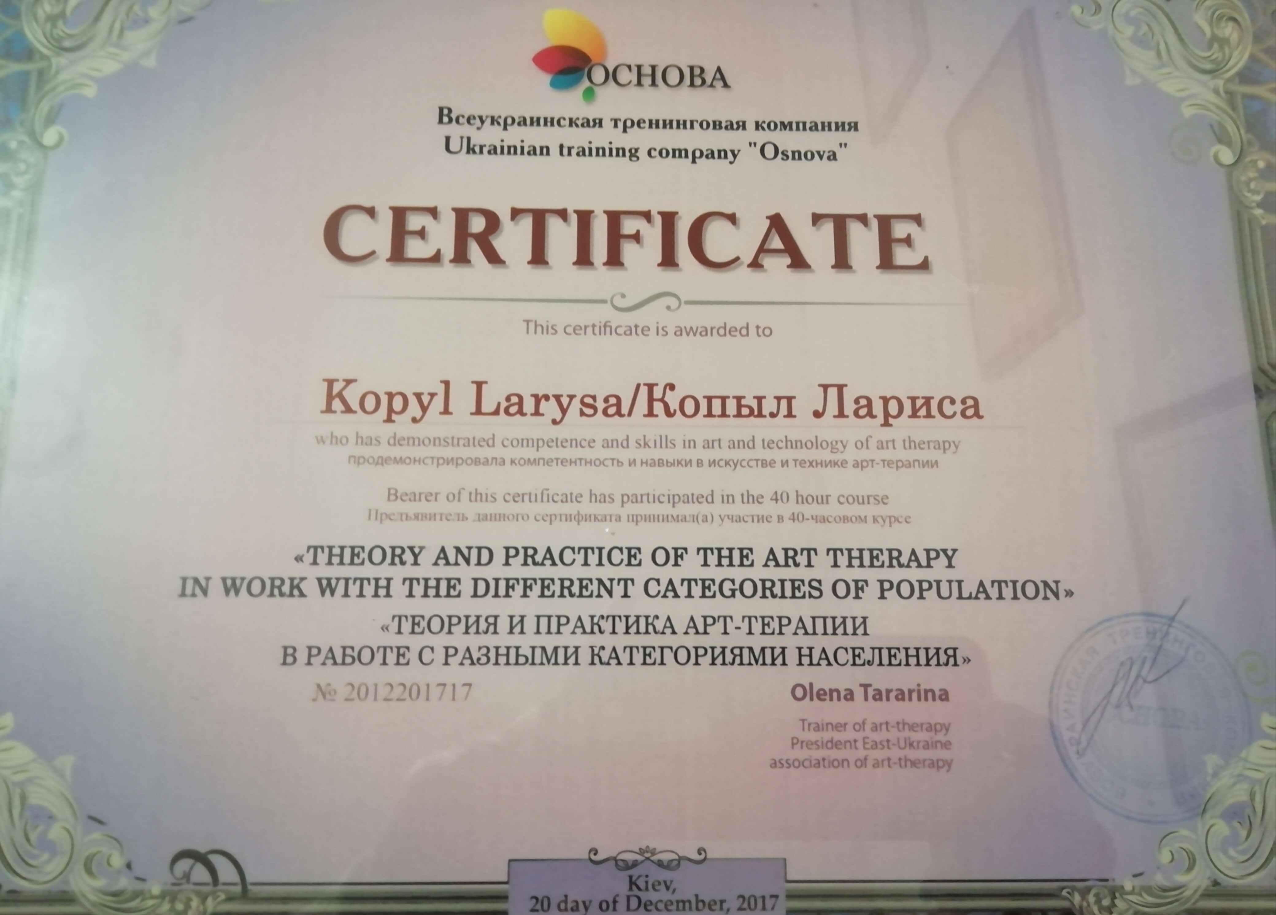 Сертификат 1 Лариса Ко...