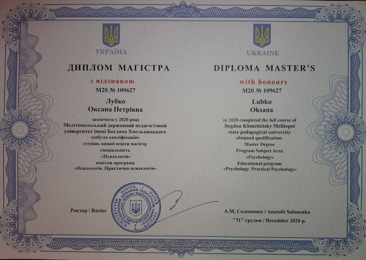 Сертификат 1 Оксана Лу...