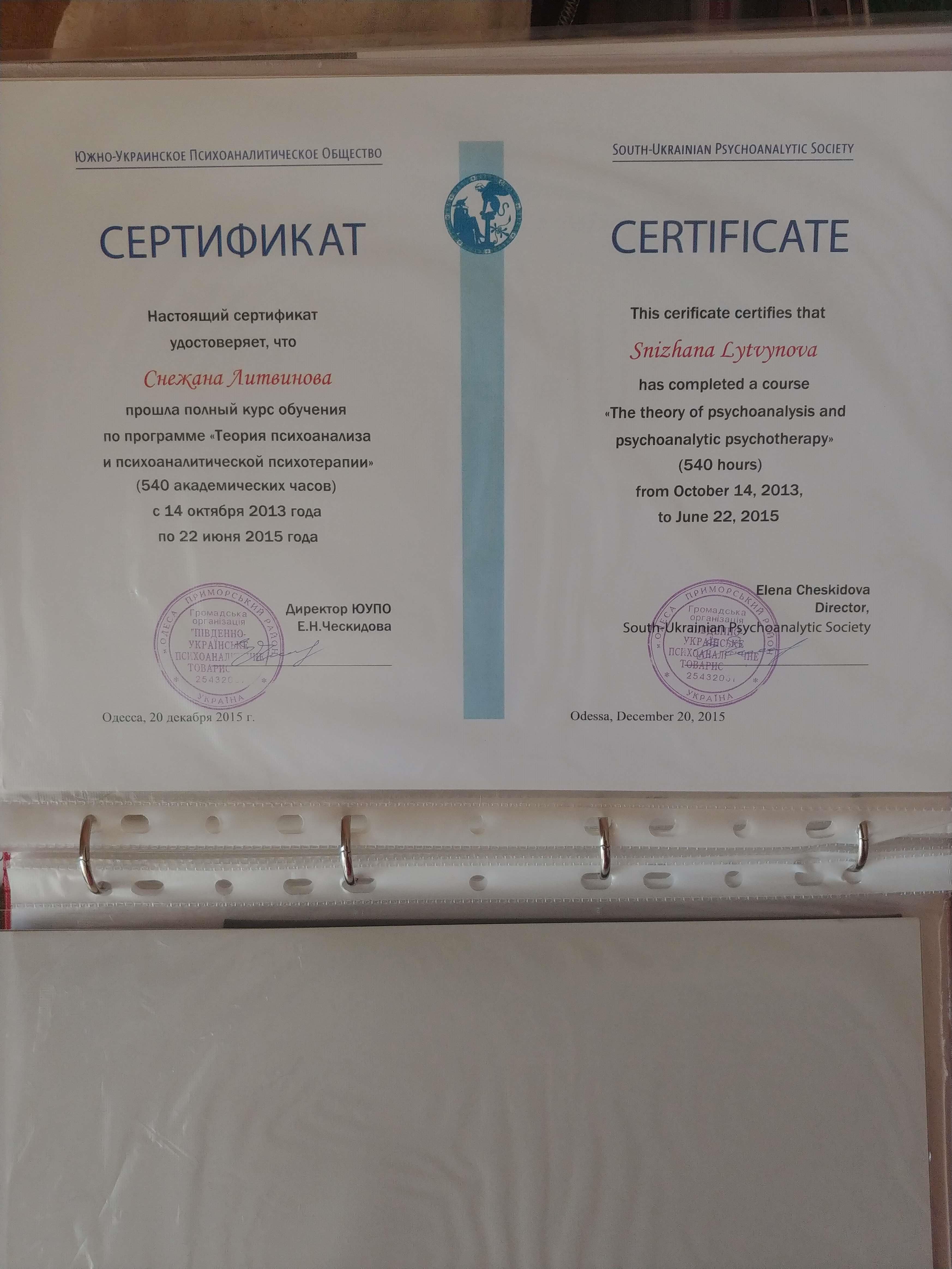 Сертифікат 2 Сніжана Ли...