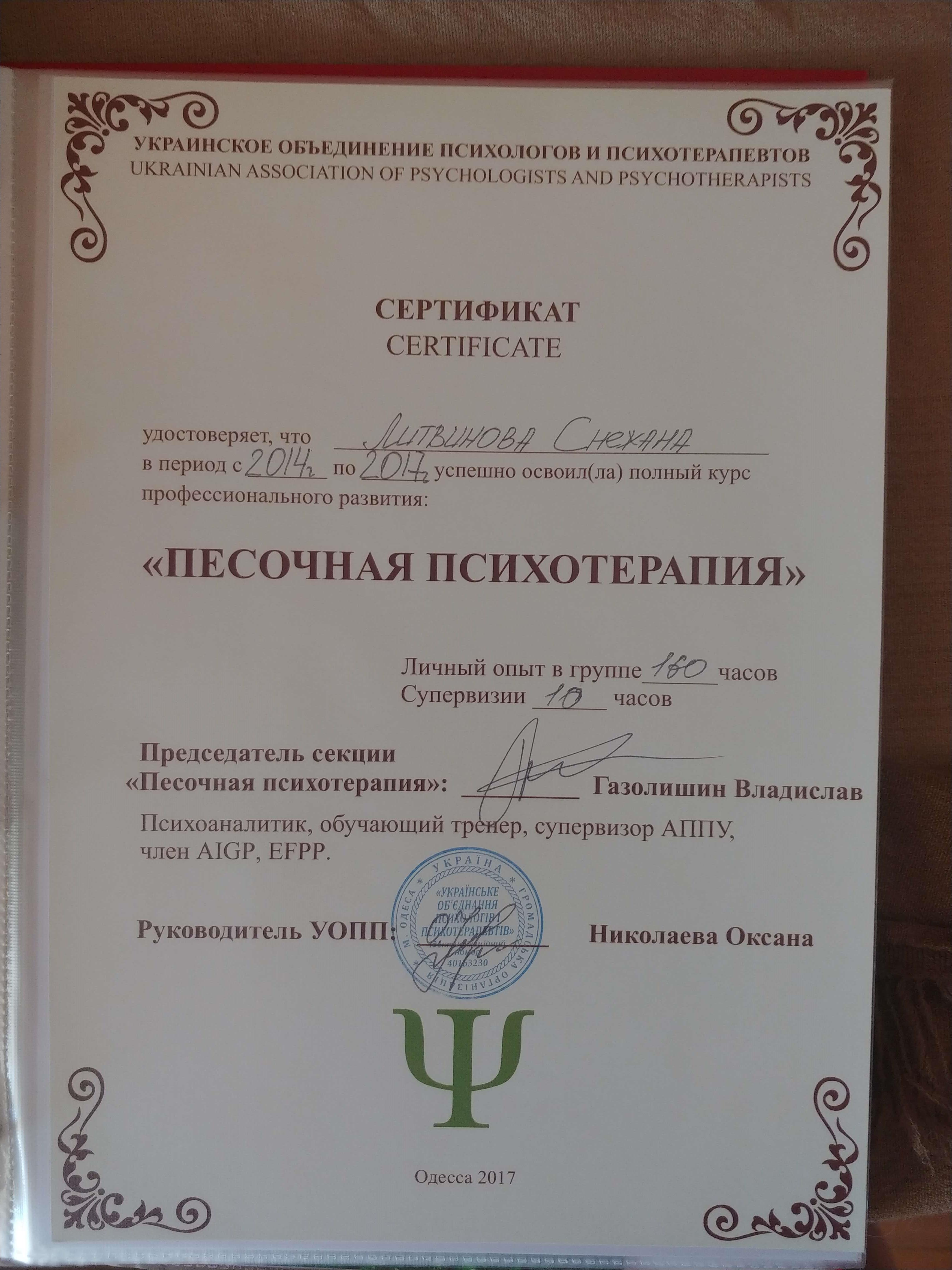 Сертифікат 4 Сніжана Ли...