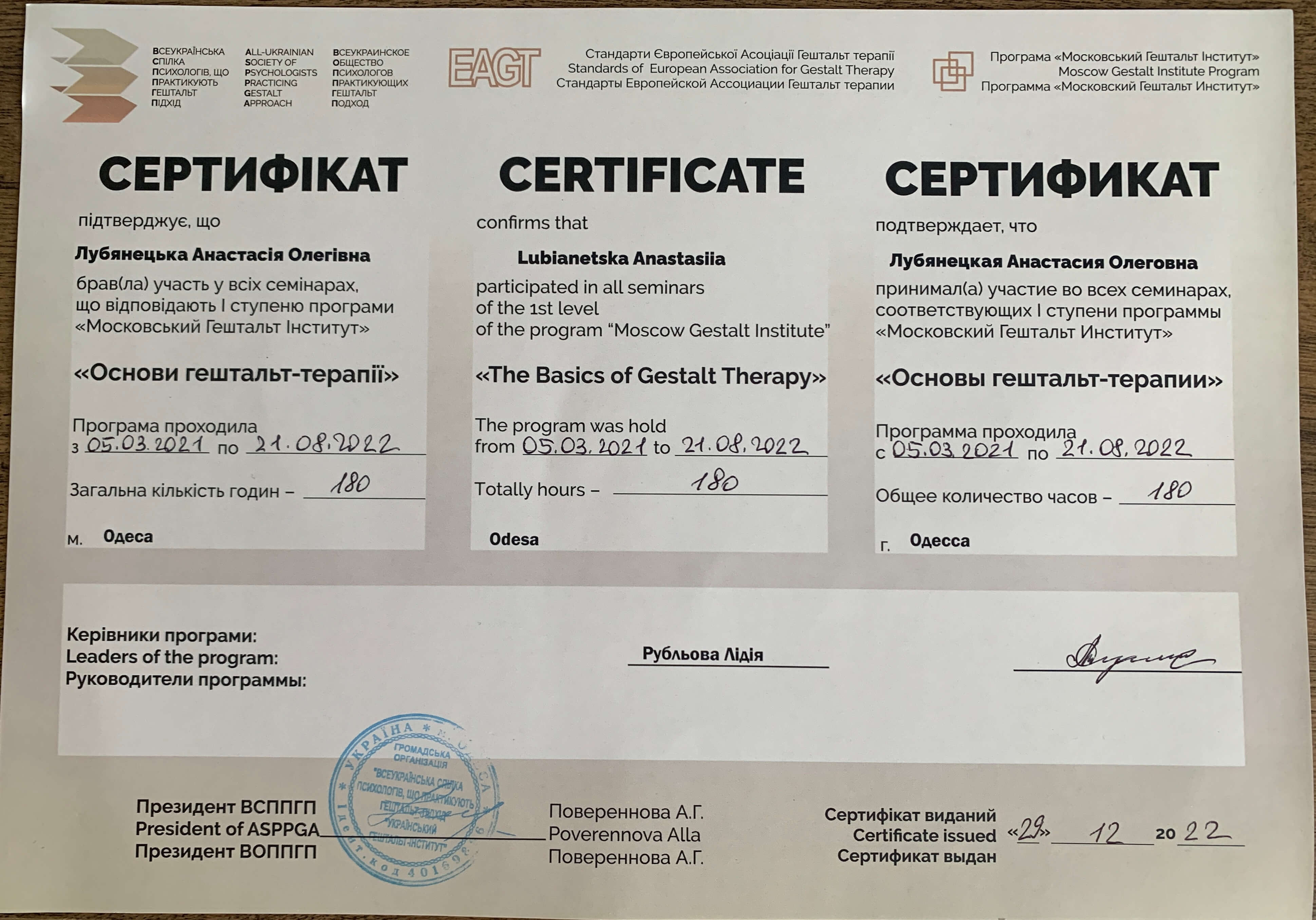 Сертификат 1 Анастасия Лу...