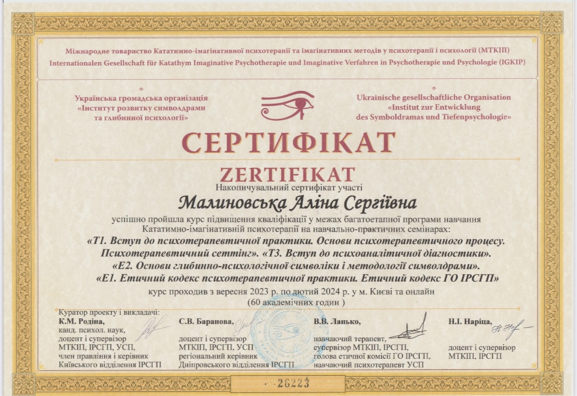 Сертификат 3 Аліна  Ма...