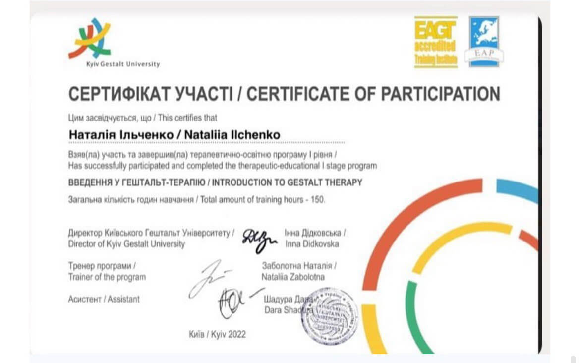 Сертификат 1 Наталья  Ил...