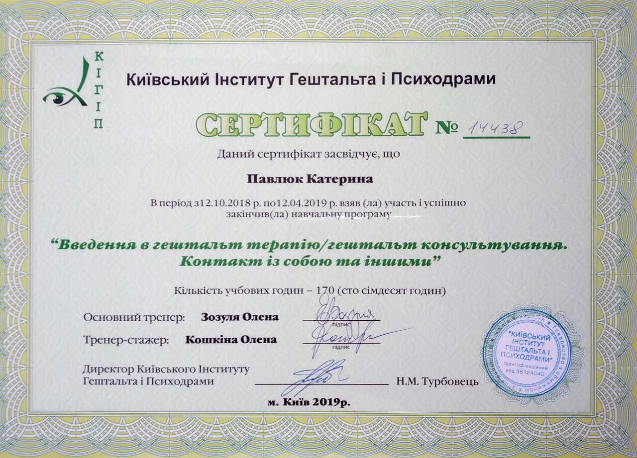 Сертифікат 2 Катерина  Па...