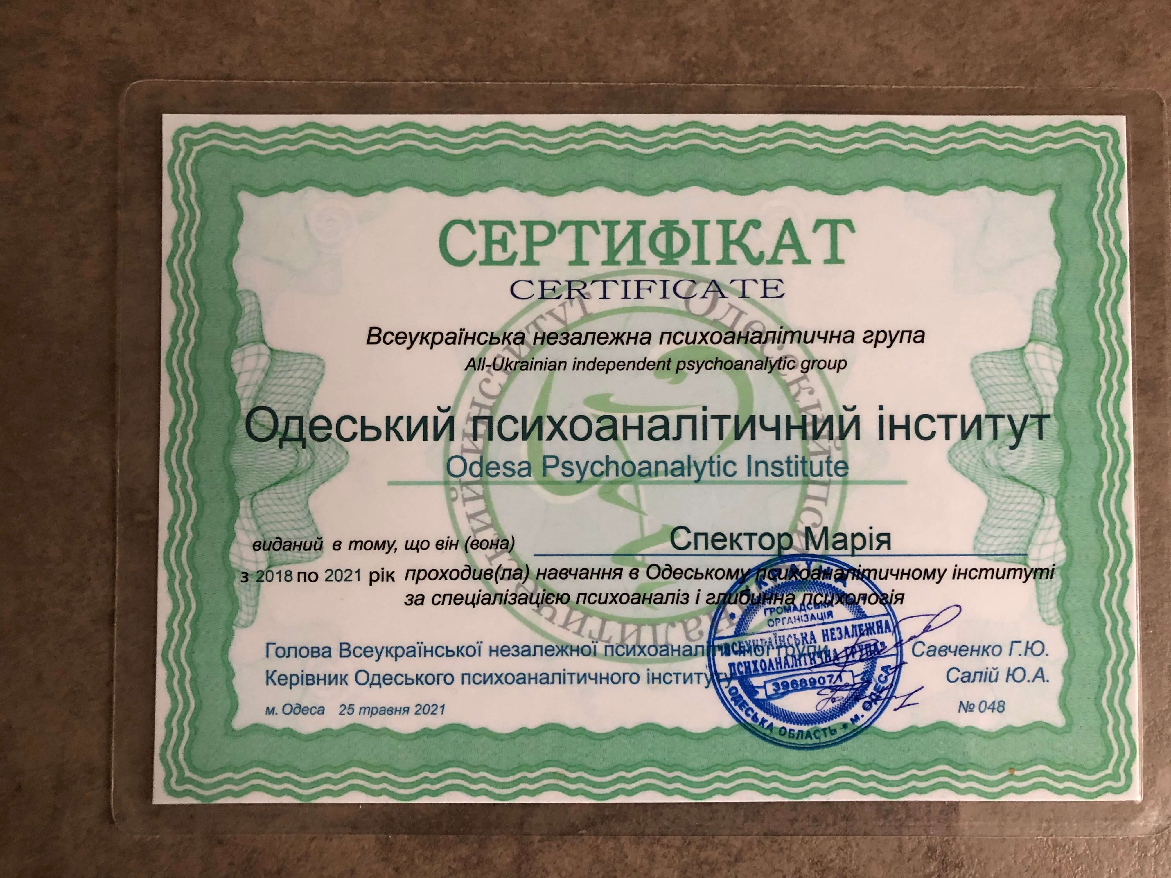 Сертификат 2 Мария Сп...