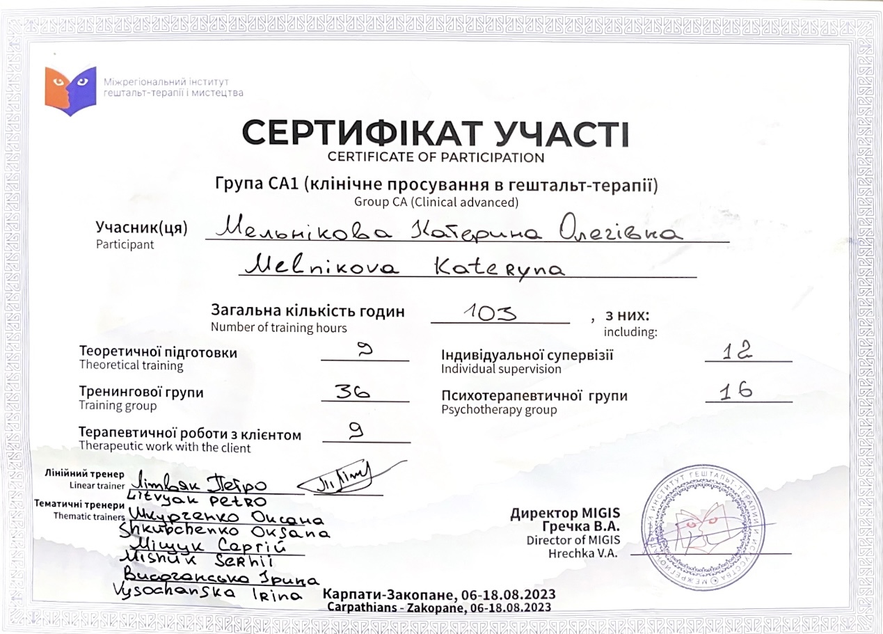 Сертифікат 3 Катерина  Ме...