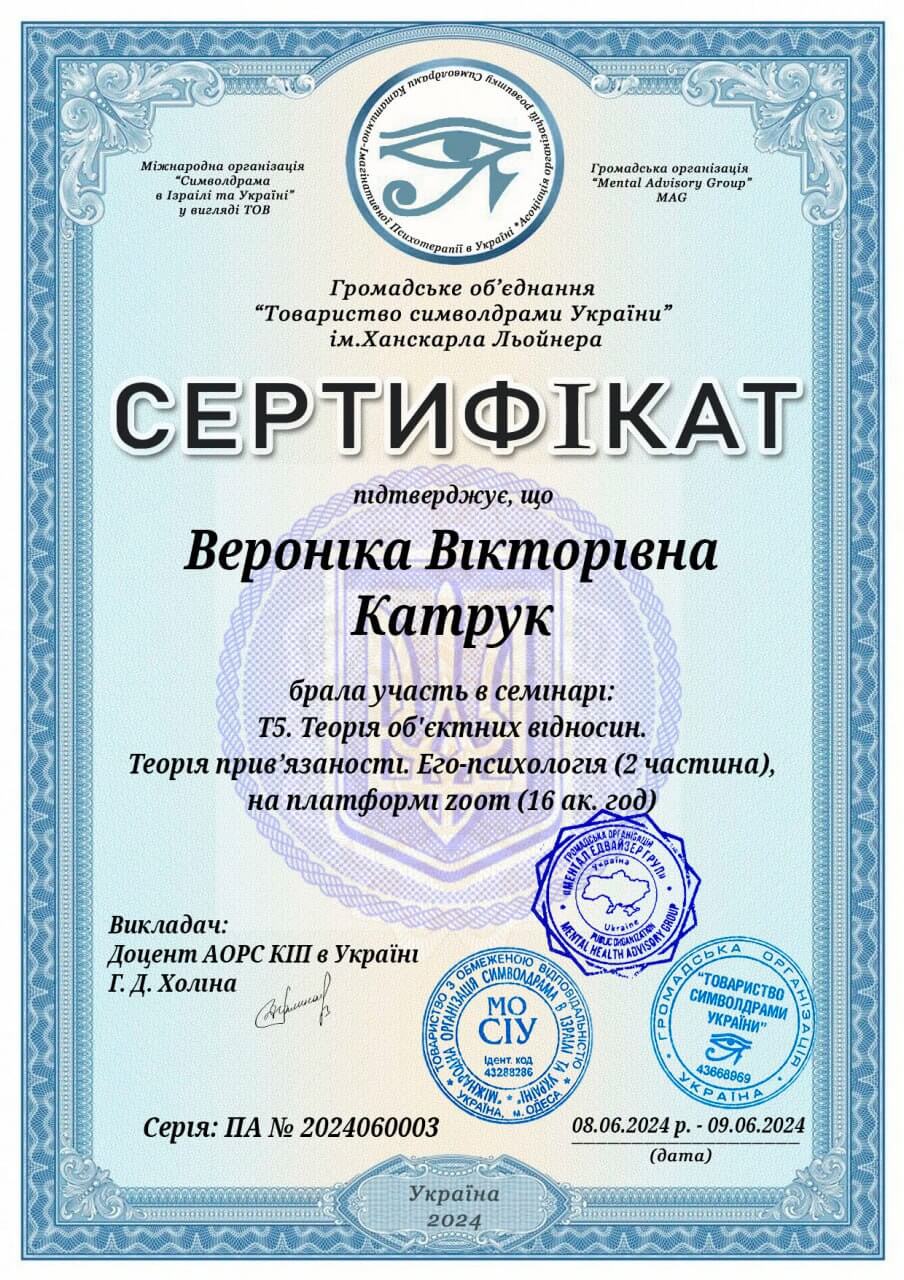 Сертифікат 2 Вероніка  Ка...