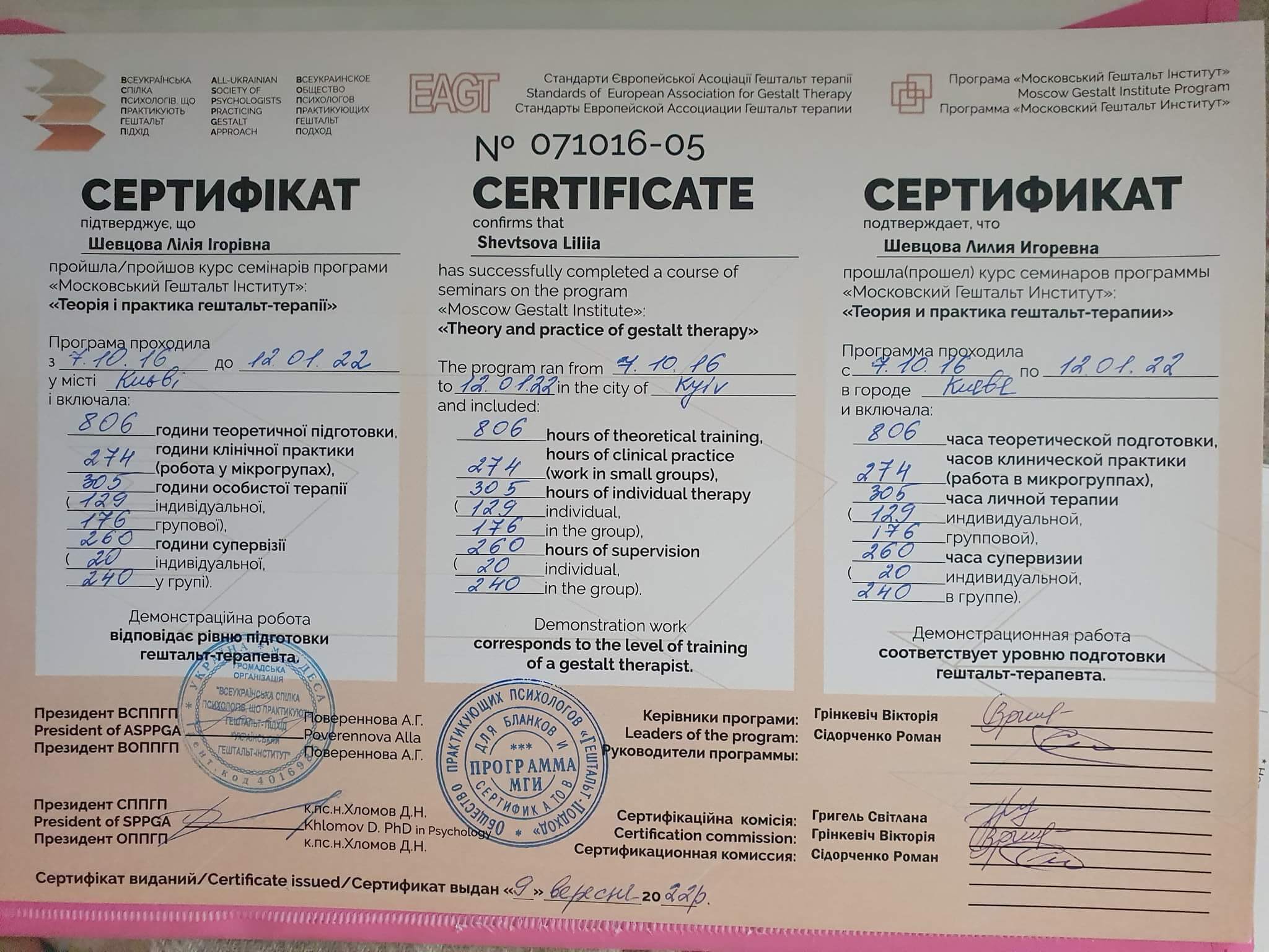 Сертификат 2 Лилия  Ше...