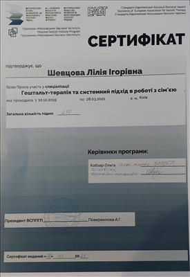 Сертификат 3 Лилия  Ше...