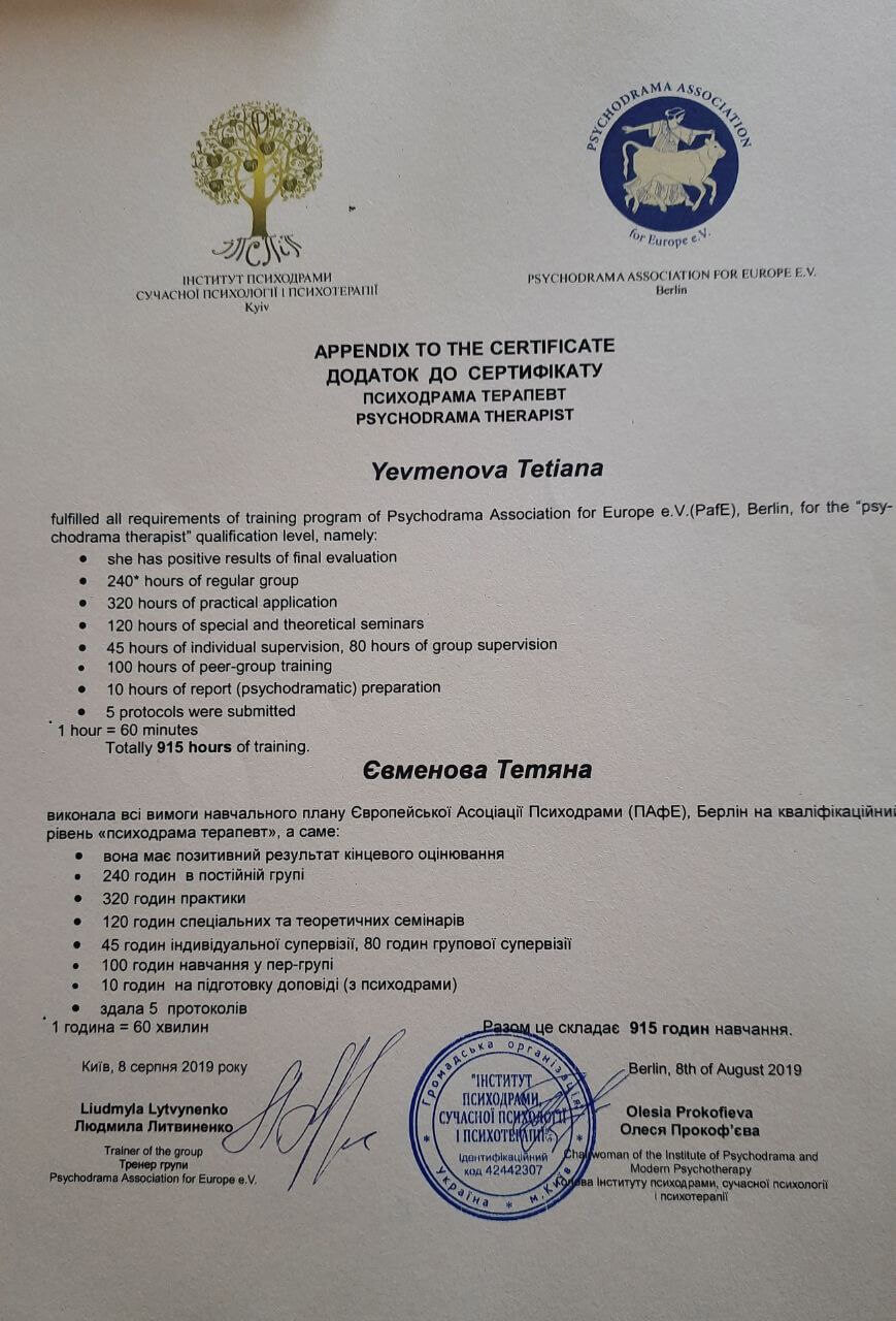 Сертификат 2 Татьяна Єв...