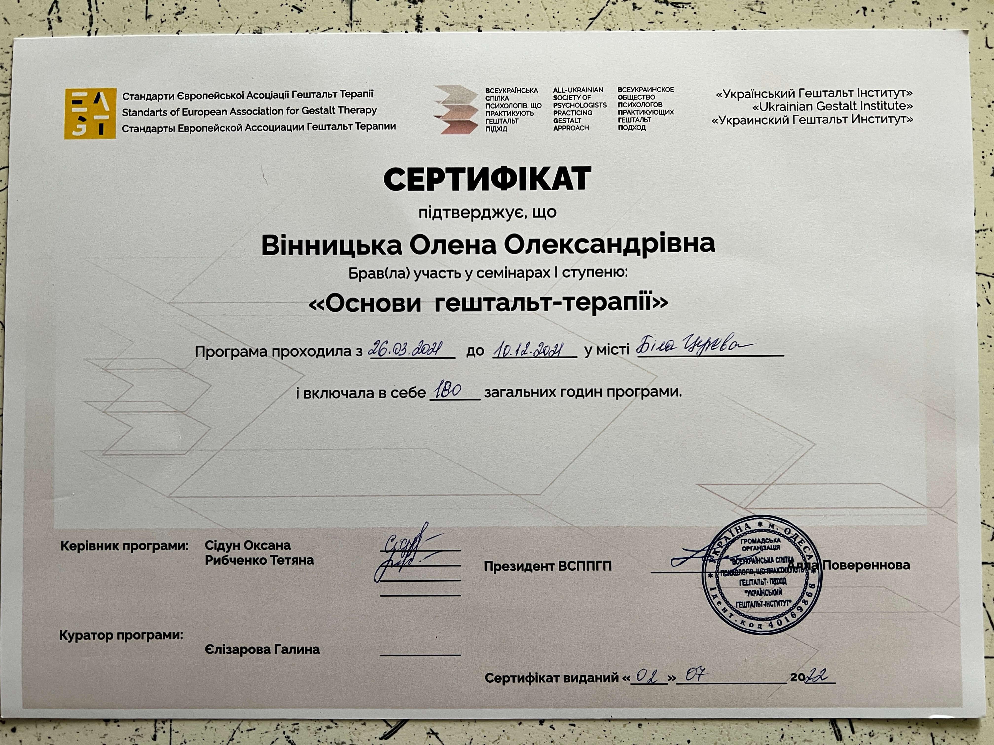 Сертифікат 3 Альона Ві...