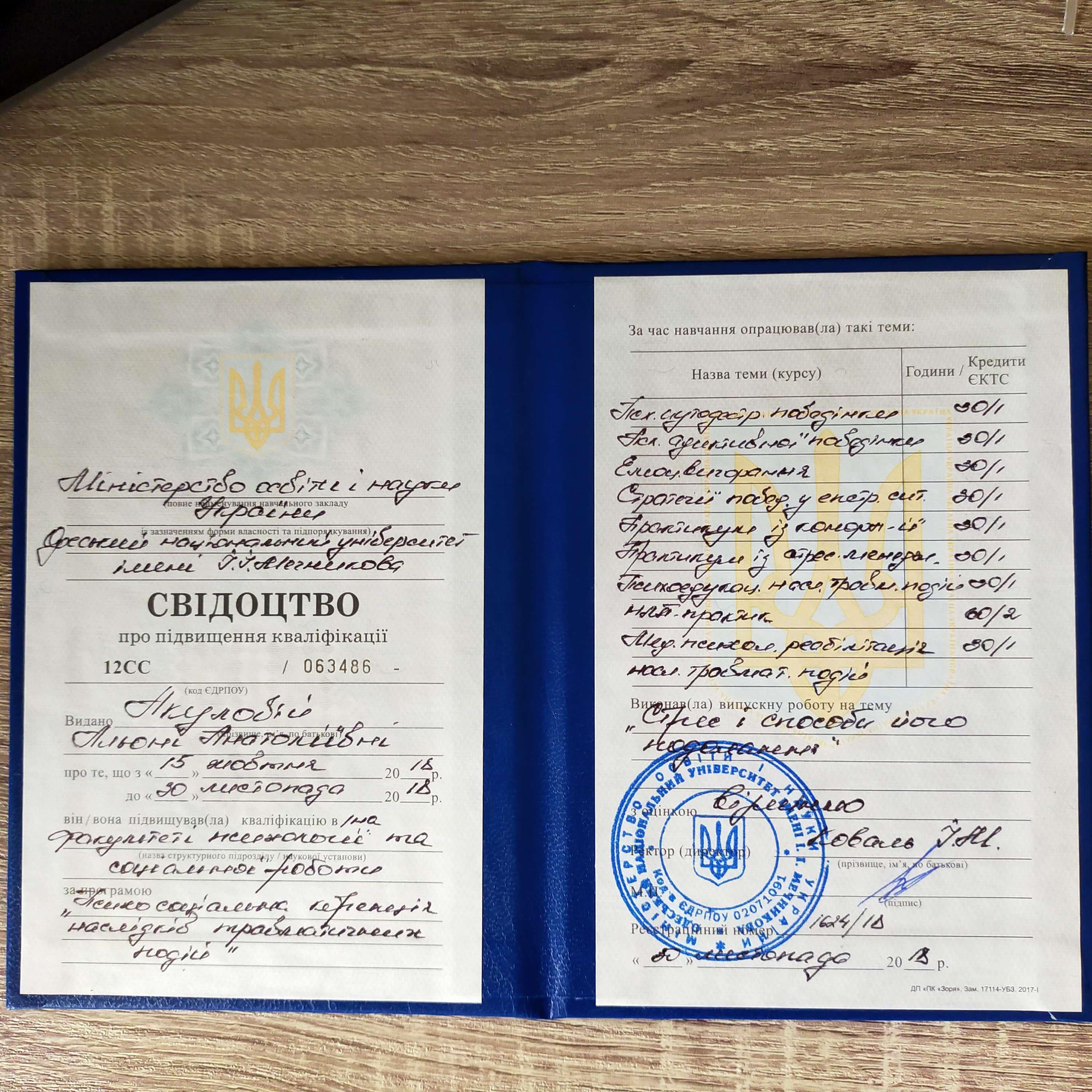 Сертифікат 1 Альона  Ак...