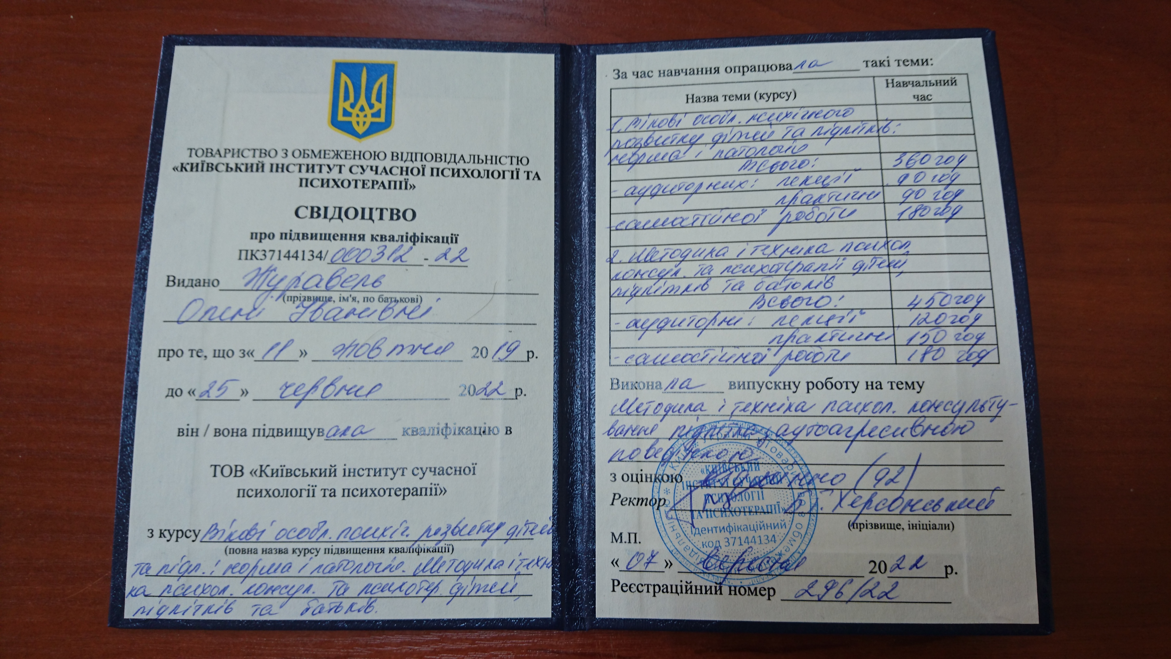 Сертифікат 1 Олена Жу...