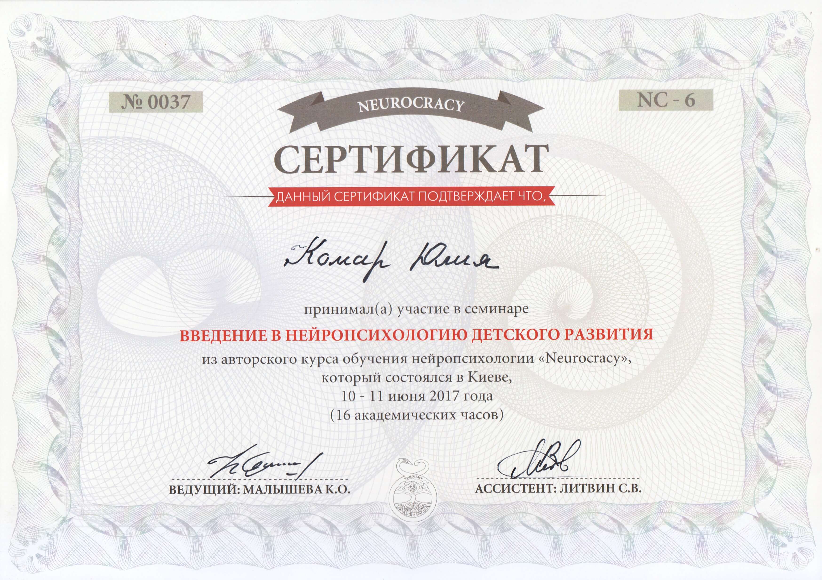 Сертификат 5 Юлия Ко...