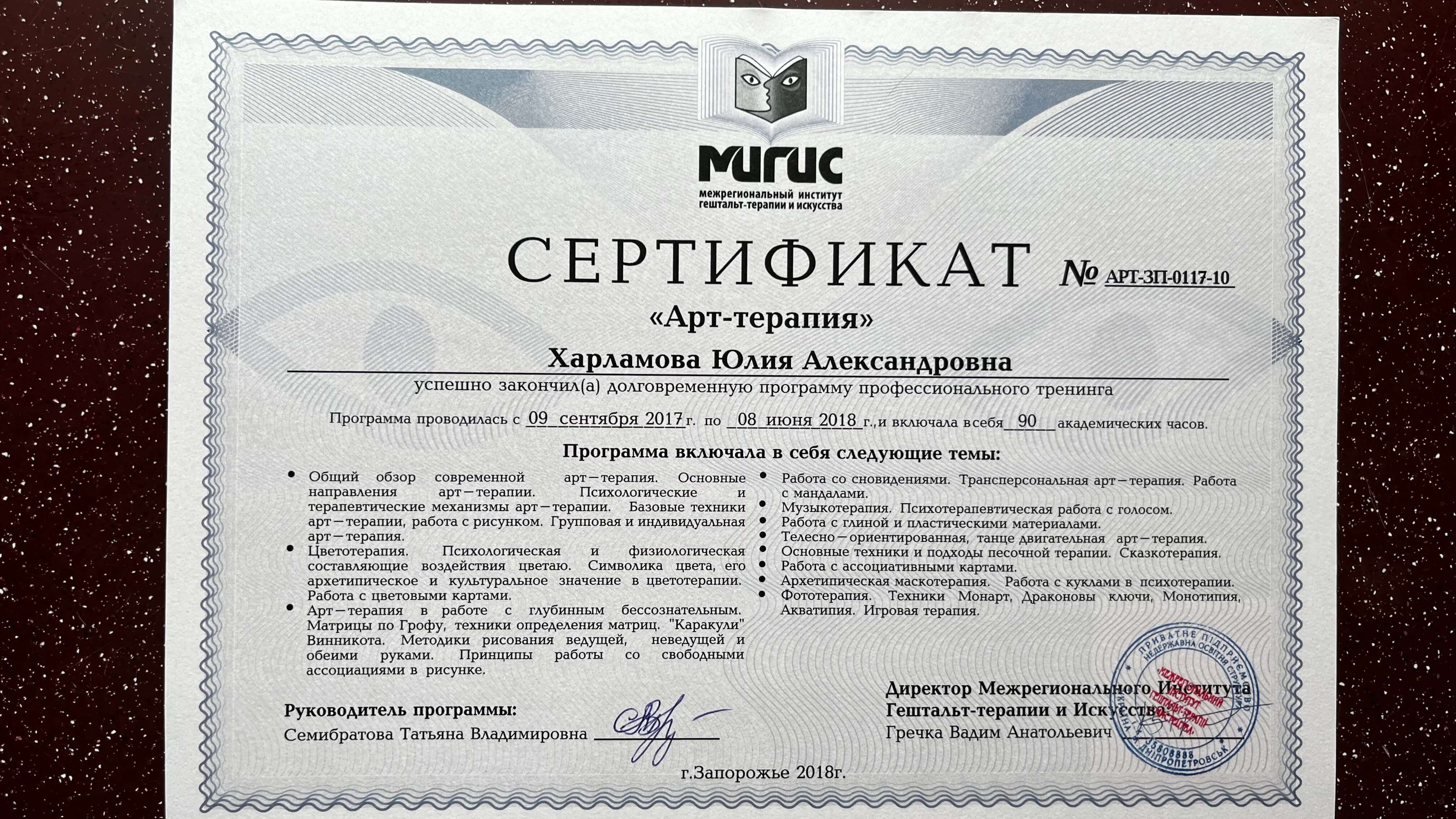 Сертифікат 3 Юлія  Бі...