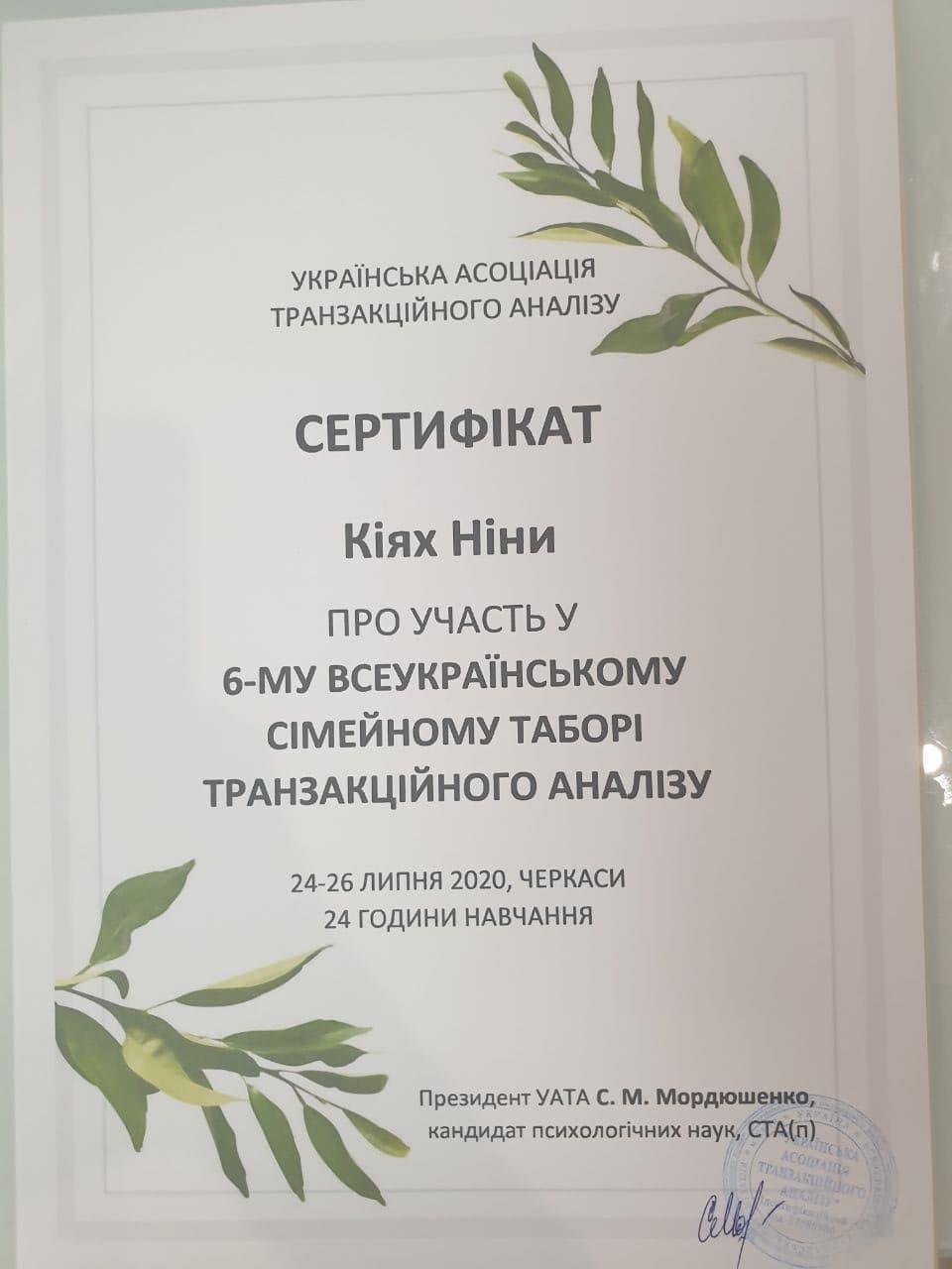 Сертификат 3 Ніна Кі...