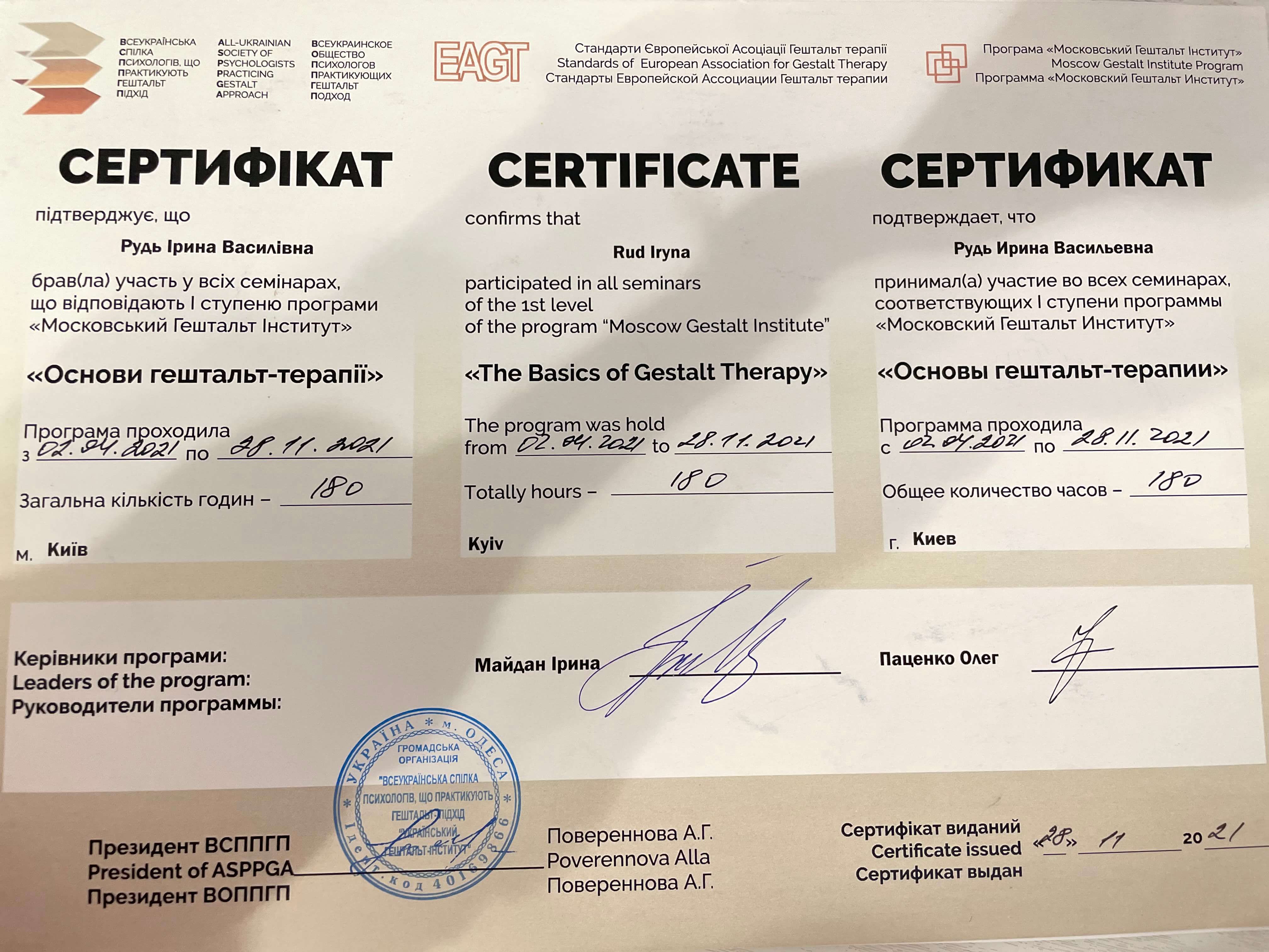 Сертифікат 2 Ірина  Ру...